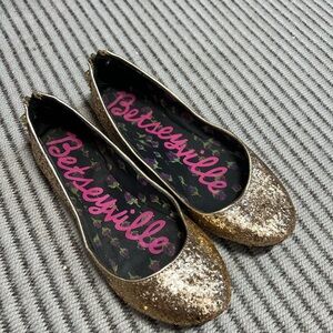 Betsey Johnson Sparkling Gold Flats